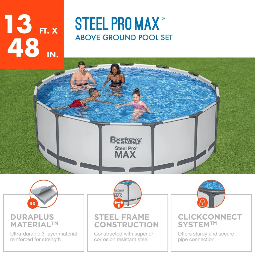 Rond bovengronds zwembad Bestway Steel Pro MAX met pomp en afdekzeil