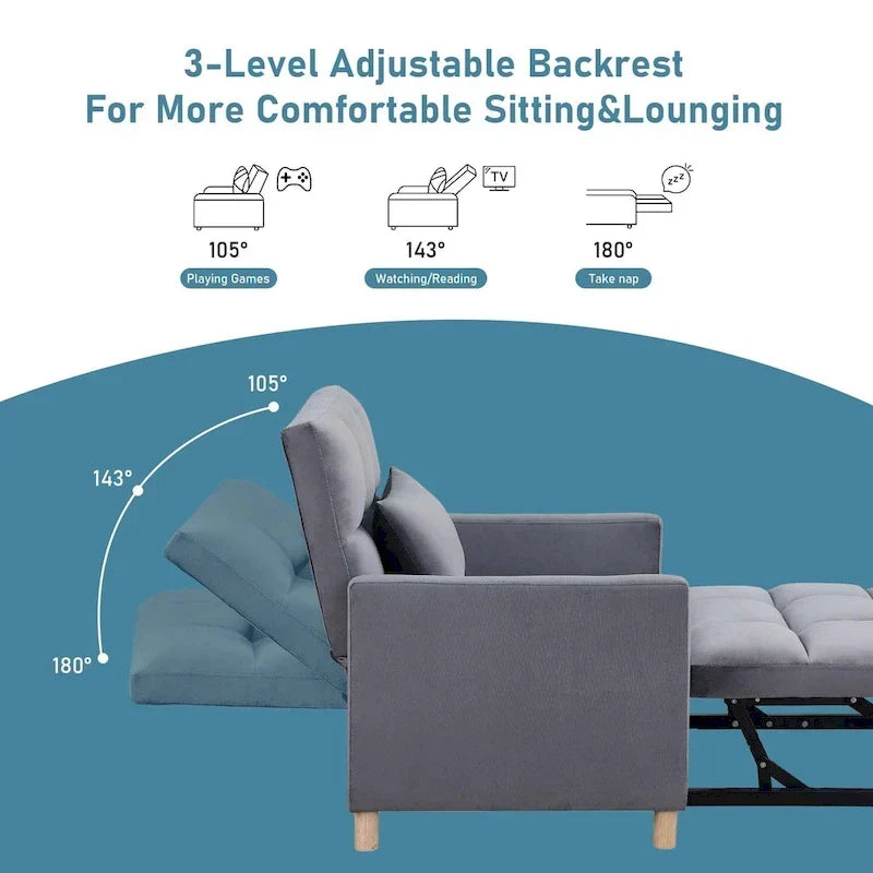 Fauteuil-lit convertible Aukfa, fauteuil une place avec oreiller