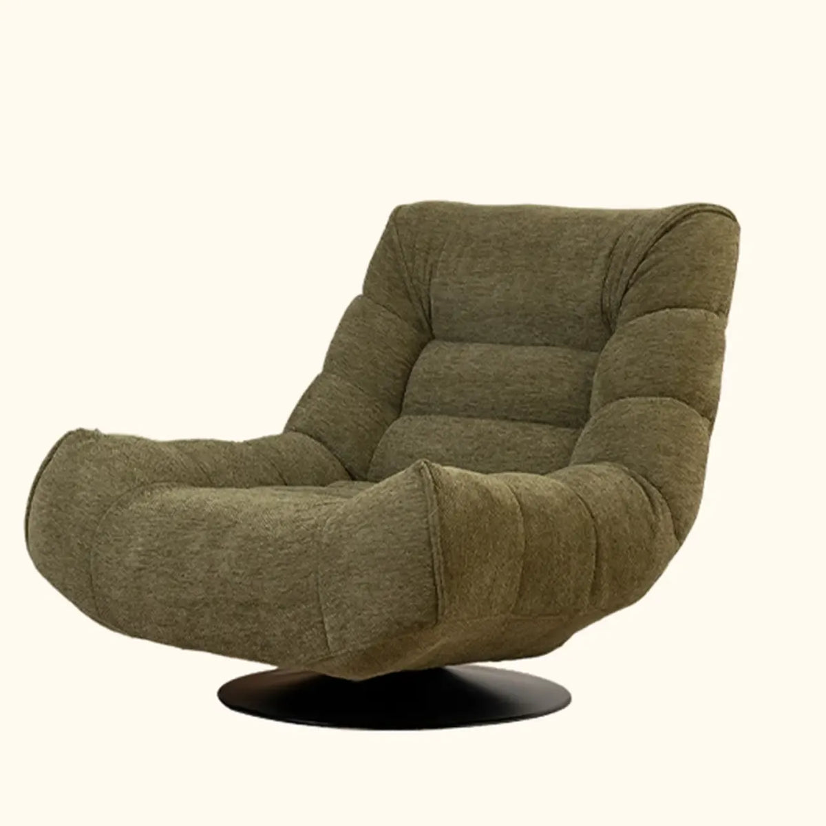 Fauteuil d'appoint pivotant en tissu chenille jaune capitonné