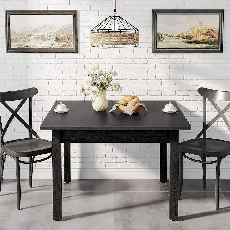 Table à manger carrée de 39.4 pouces pour 2 à 4 personnes, avec pieds en bois massif, pour le salon et la salle à manger