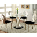 Zaia modernes rundes Esszimmer-Set aus silberfarbenem Stahl, 5-teilig, von Furniture of America