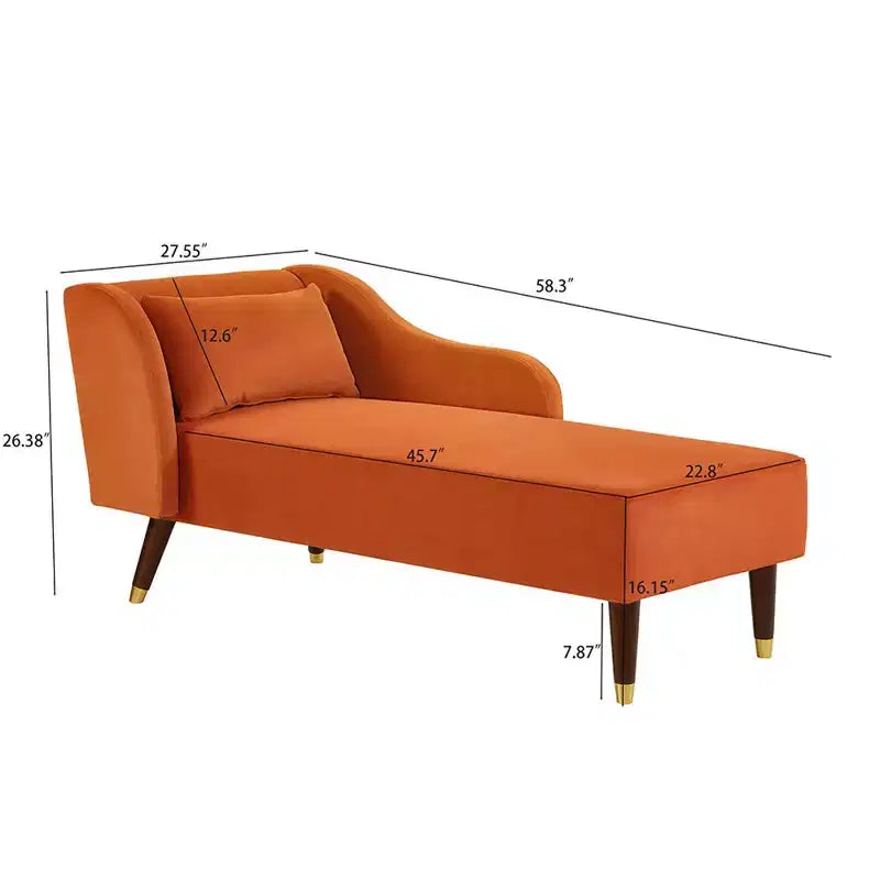 Moderne chaise longue van fluweel, gestoffeerde chaise longue met gebogen armleuning, slaapbank voor slaapkamer, kantoor of woonkamer