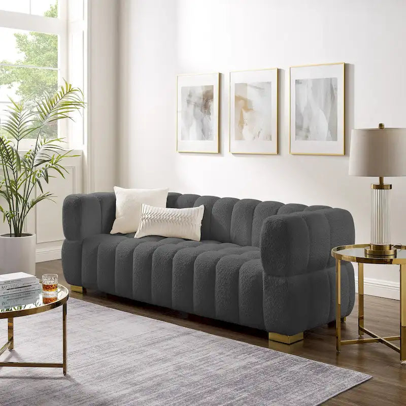 Canapé moderne de 85 en tissu gaufré, confortable pour les loisirs