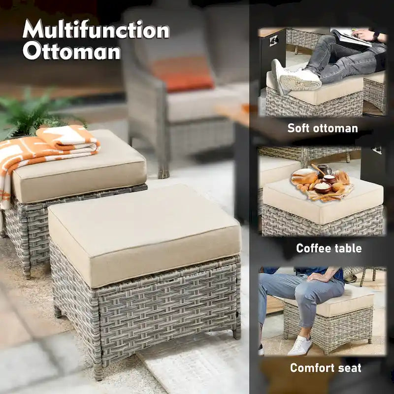 Ensemble de mobilier de jardin extérieur XIZZI de 9 pièces avec fauteuil pivotant