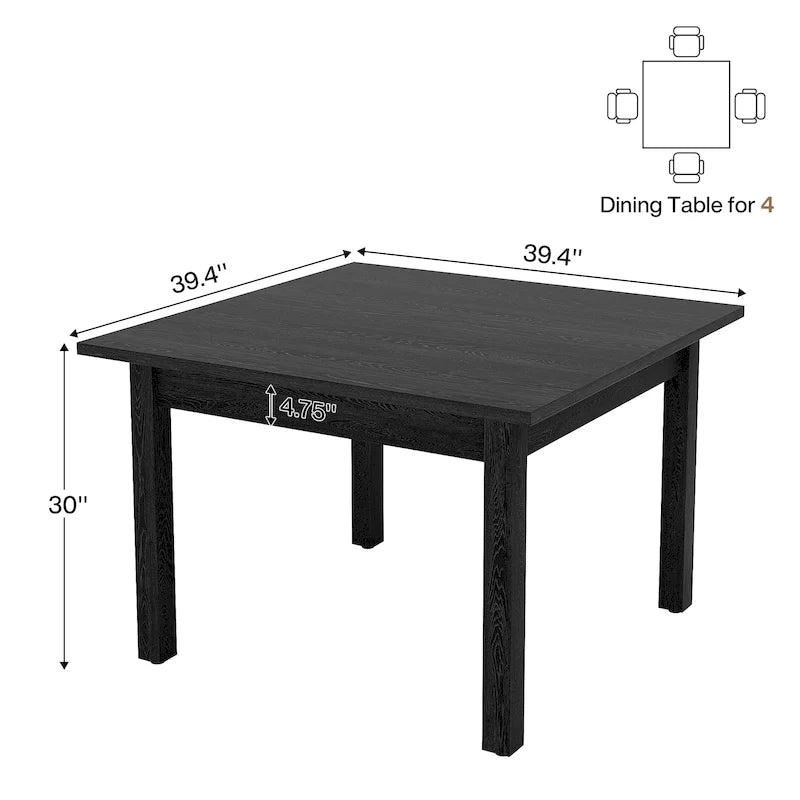 Table à manger carrée de 39.4 pouces pour 2 à 4 personnes, avec pieds en bois massif, pour le salon et la salle à manger