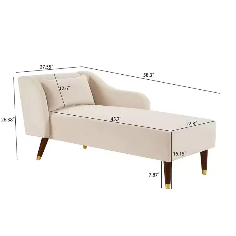 Moderne chaise longue van fluweel, gestoffeerde chaise longue met gebogen armleuning, slaapbank voor slaapkamer, kantoor of woonkamer