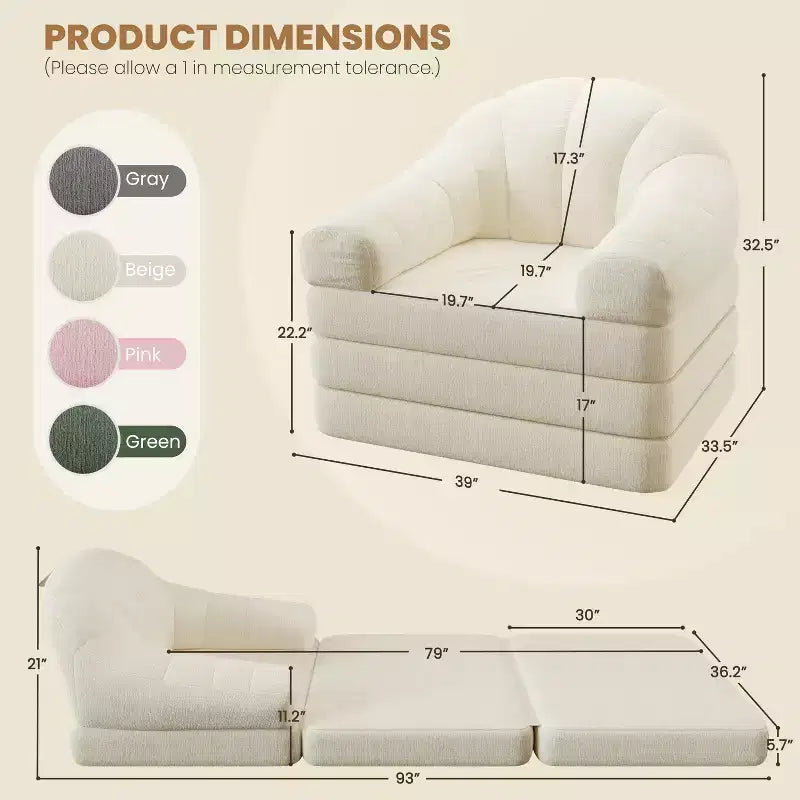 Yaheetech 2-in-1-Klappsofa, Klappstuhlbett für Wohnzimmer und Schlafzimmer