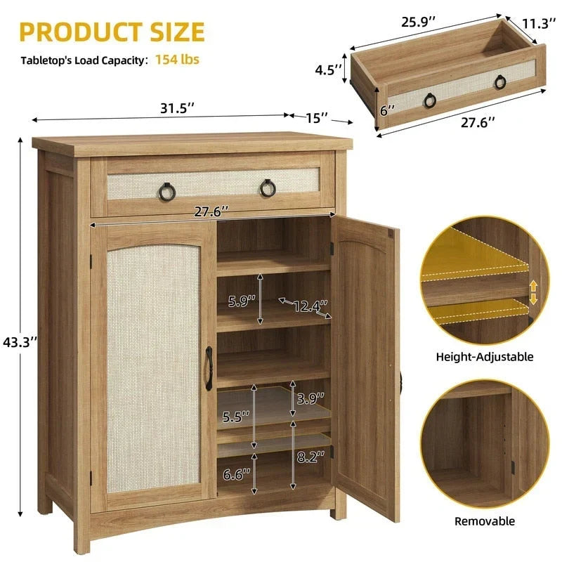 Meuble à chaussures Moasis à 5 niveaux, pour 20 paires, avec doubles portes, pour entrée