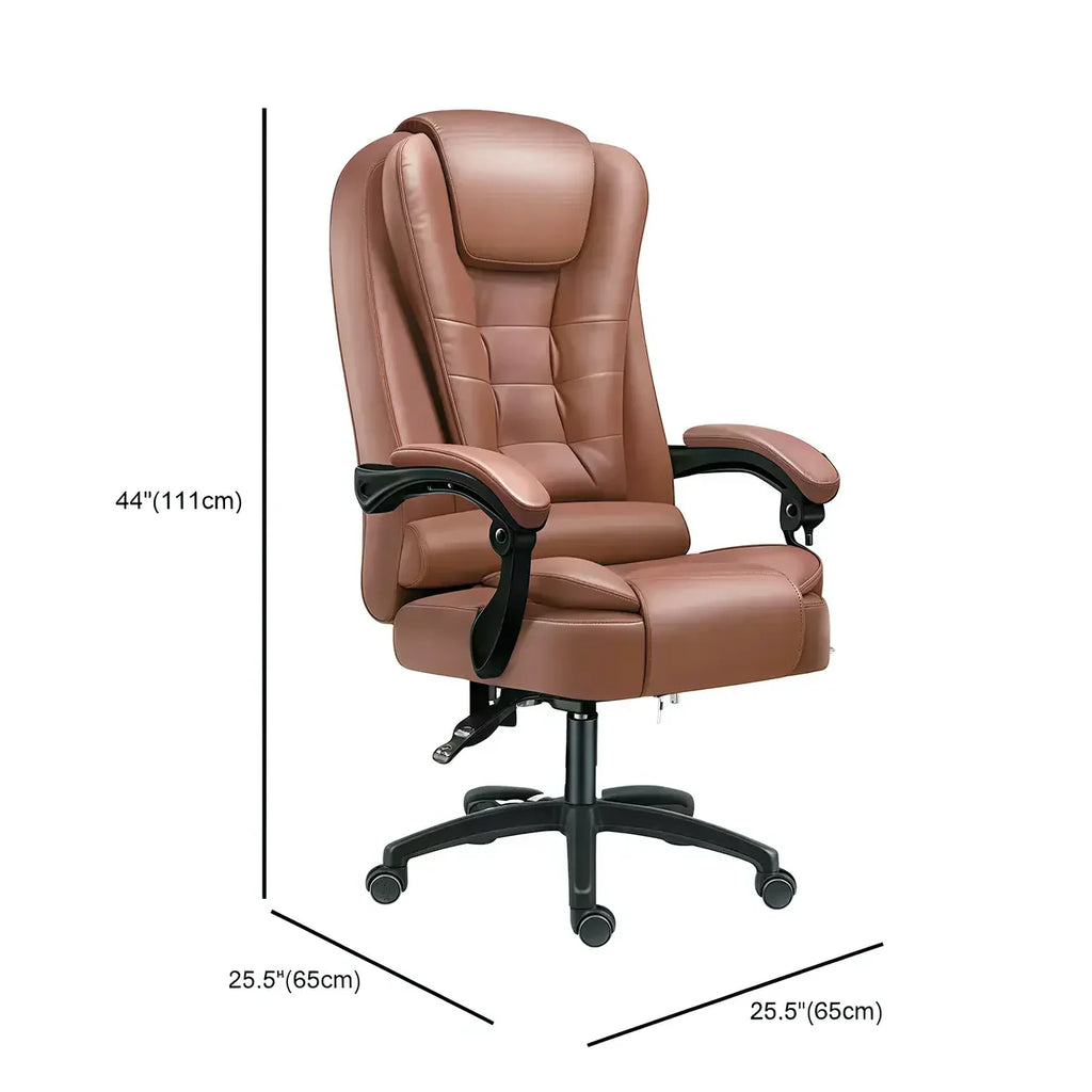 Fauteuil de bureau pivotant ergonomique en cuir noir avec repose-pieds