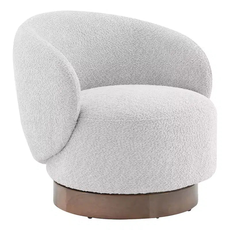 Spruce&Spring gestoffeerde draaibare fauteuil met kuipvormige rugleuning en houten onderstel