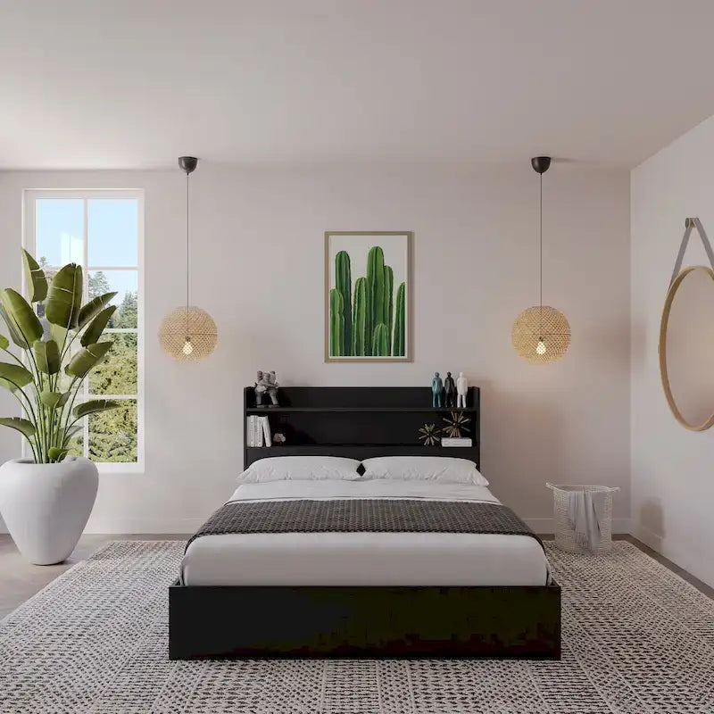 Letto con struttura a piattaforma Hunter con testiera