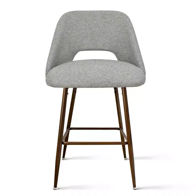 Ensemble de 3 tabourets de bar mi-hauteur de style moderne du milieu du siècle, chaises rembourrées de 26 po pour îlot de cuisine, pieds en métal finition noyer - Panipeachy