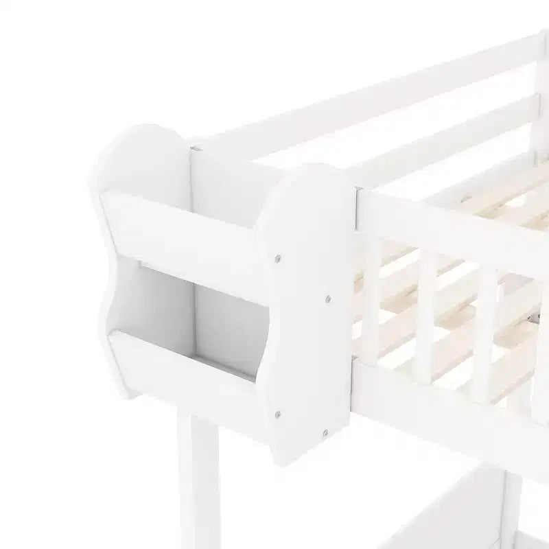 Queensize-Hochbett mit Treppe, Kleiderschrank und Ablagefächern - MDF, 650 lb