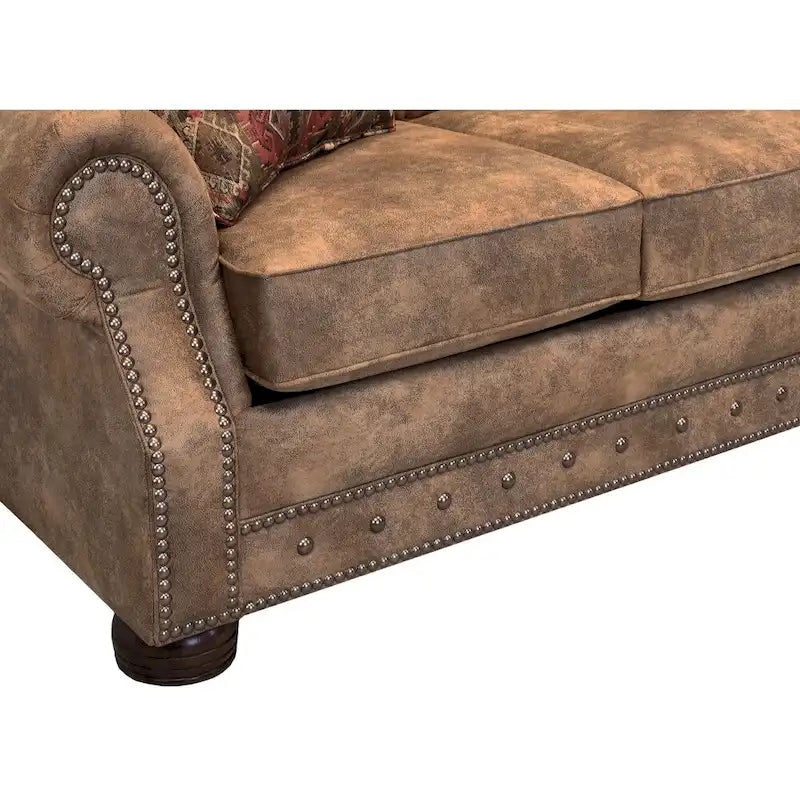 Divano letto Rancho in tessuto buckskin marrone rustico - 37 x 86 x 40
