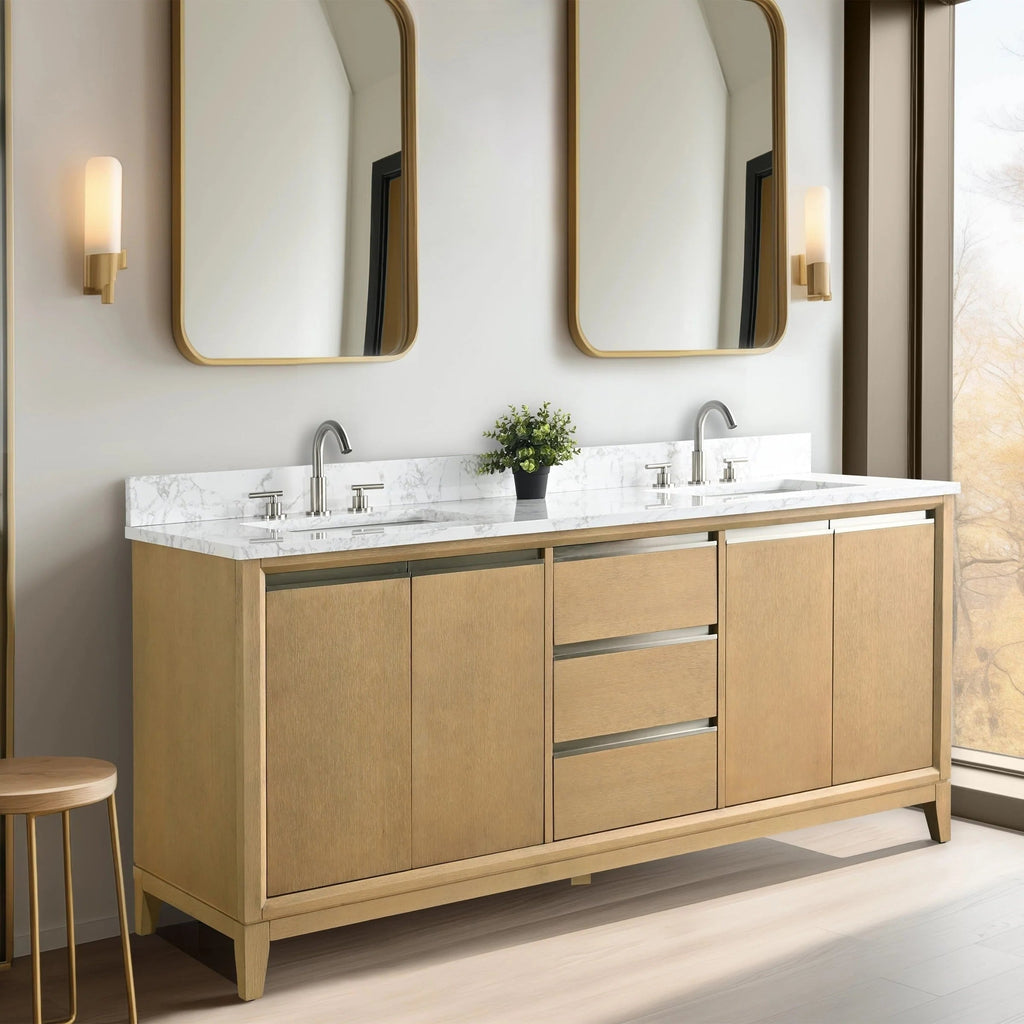 Meuble-lavabo de salle de bain Vanity Art avec lavabo en céramique et comptoir en marbre reconstitué