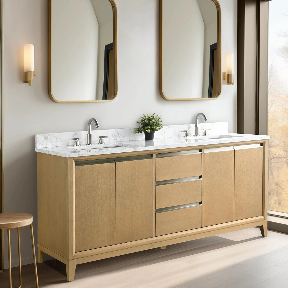 Meuble-lavabo de salle de bain Vanity Art avec lavabo en céramique et comptoir en marbre reconstitué