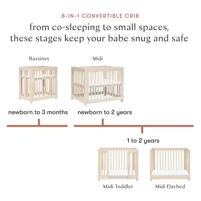 Lit bébé convertible Babyletto Yuzu 8-en-1 avec kits de conversion pour toutes les étapes