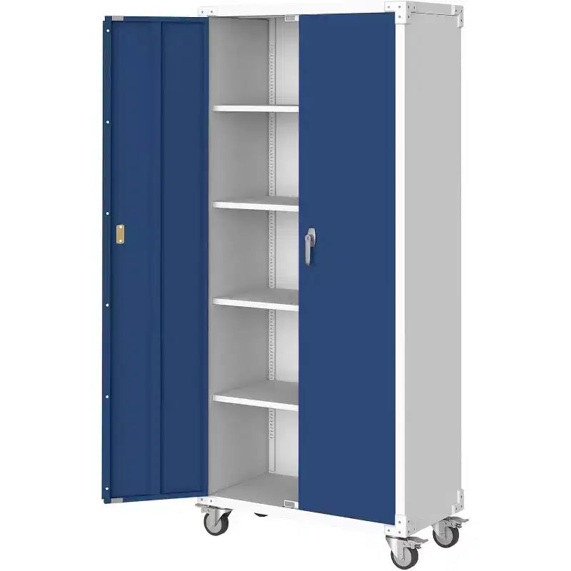 Stahlschrank, 71 Inch, mit abschließbaren Türen und 4 verstellbaren Einlegeböden, robuster Metallschrank für Carport/Büro/Vorratsraum, rostbeständige Ausführung