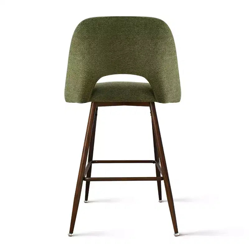 Ensemble de 3 tabourets de bar mi-hauteur de style moderne du milieu du siècle, chaises rembourrées de 26 po pour îlot de cuisine, pieds en métal finition noyer - Panipeachy