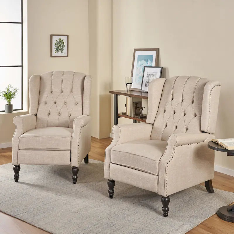 Fauteuils inclinables en tissu capitonné Walter (ensemble de 2) par Christopher Knight Home