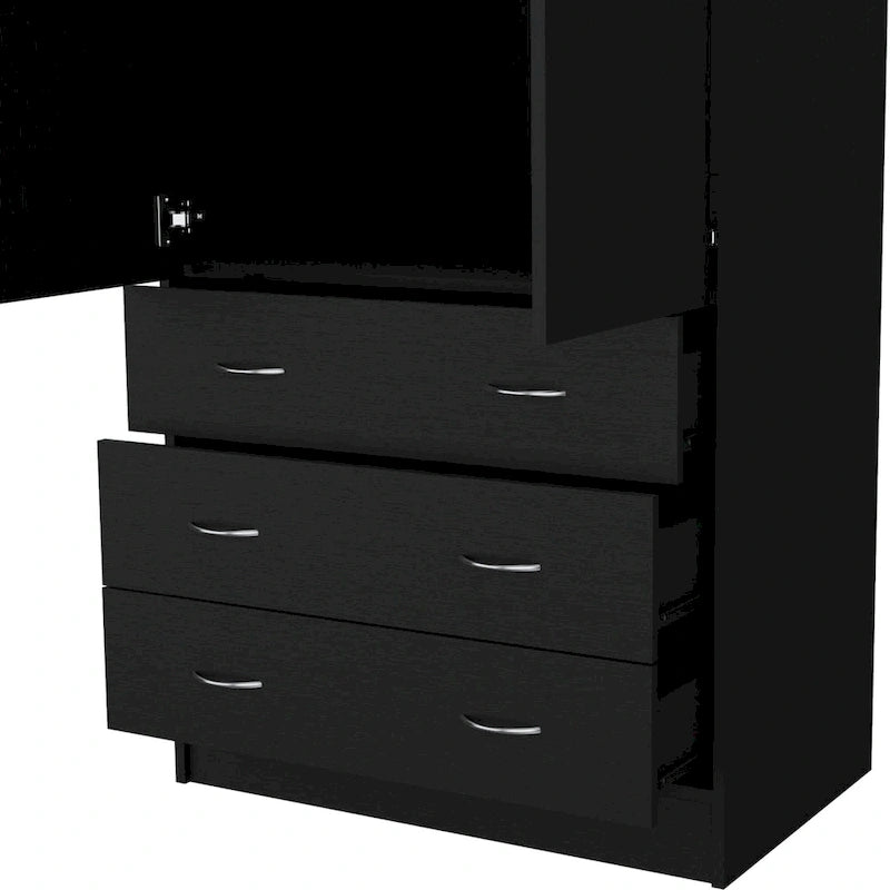 Armadio moderno a doppia anta 19 con 3 cassetti e 1 asta appendiabiti per camera da letto