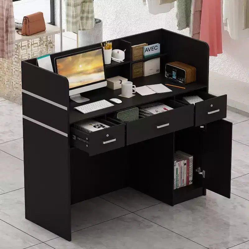 Bureau d'accueil en forme de L Famapy, poste de travail multifonctionnel