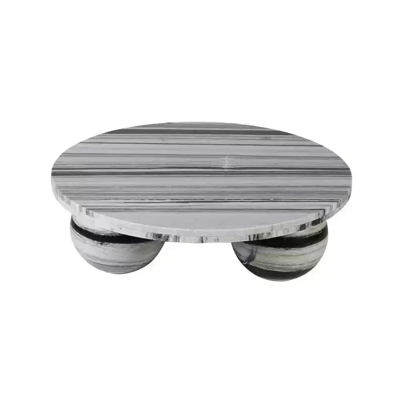 Table basse ronde en marbre avec pieds sphériques, multicolore, pour 4 personnes??