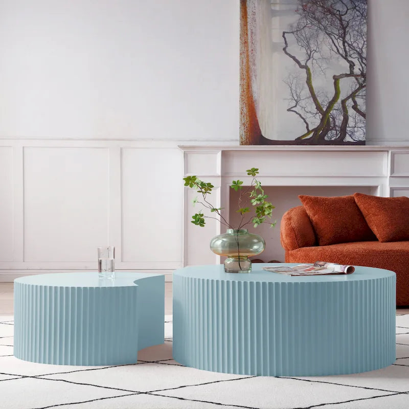 Set di tavolini rotondi da salotto impilabili, stile glam moderno (set da 2), non assemblato
