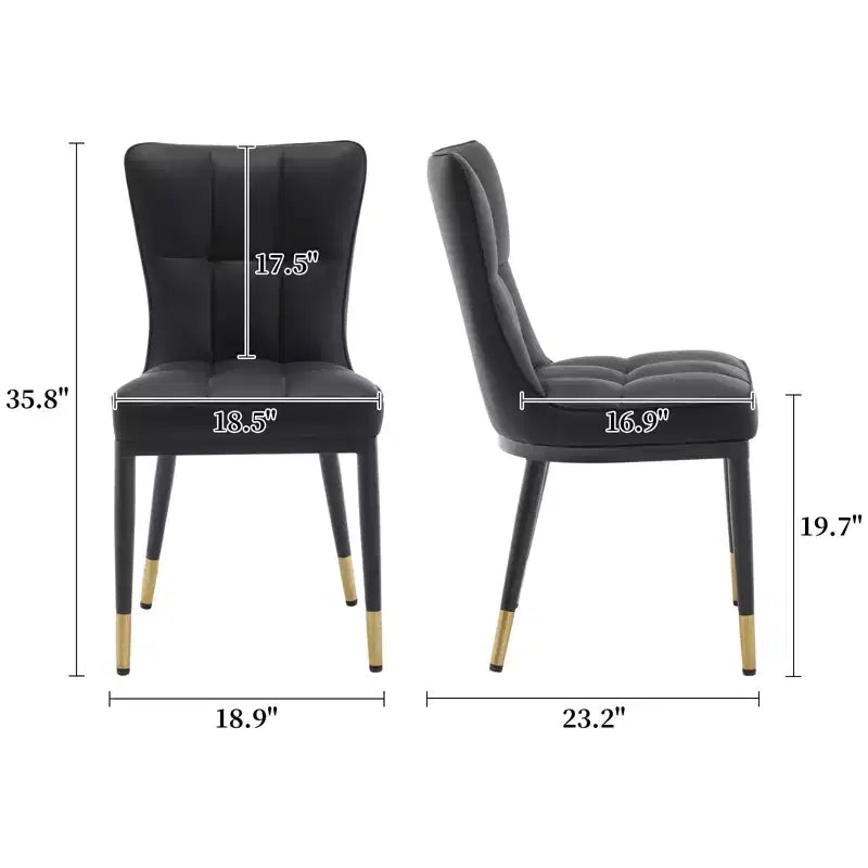 Bekrvio eetkamerstoelen set van 6, moderne gestoffeerde zitting van imitatieleer met hoge rugleuning, metalen poten, keukenstoelen zonder armleuningen voor woon- en eetkamer
