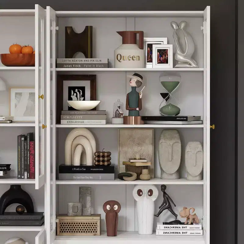 Vitrine combinée Famapy avec portes en verre, bibliothèque, organisateur et meuble garde-manger