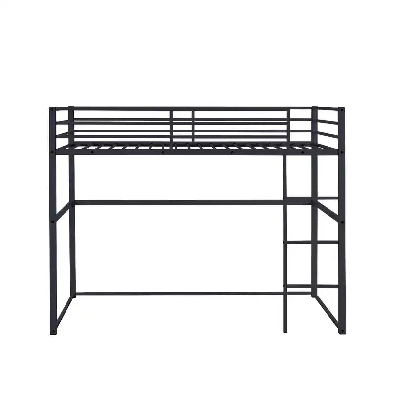 Lit mezzanine métallique simple avec barrières de sécurité et échelle plate