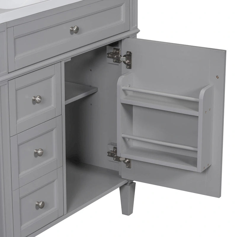 Bad-Waschtischunterschrank mit oberem Waschbecken und Auszugsschublade