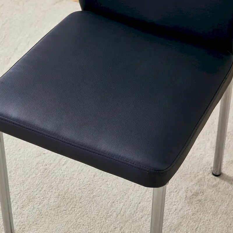 Ensemble de 6 chaises simples et élégantes, chaises de salle à manger en PU haute résilience avec pieds en métal argenté, chaises d'appoint sans accoudoirs pour la cuisine