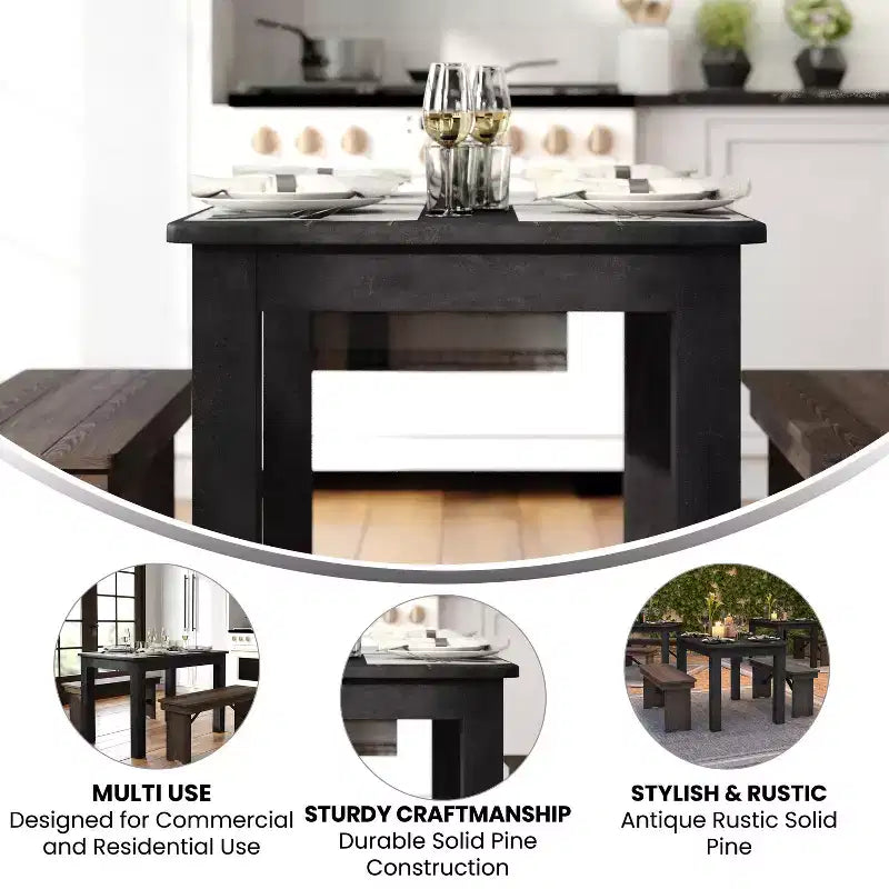 Tavolo da pranzo rettangolare in pino massello stile farmhouse Flash Furniture, 46 x 30