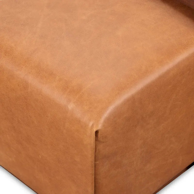 Poly & Bark Jarmo Sitzhocker mit verstellbarem Walnussholztisch - italienisches Echtleder aus vollnarbigem Leder