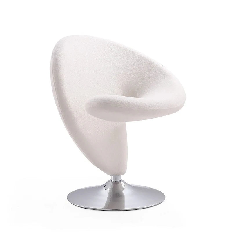 Manhattan Comfort Curl-draaifauteuil met chroom en wolmix (set van 2)