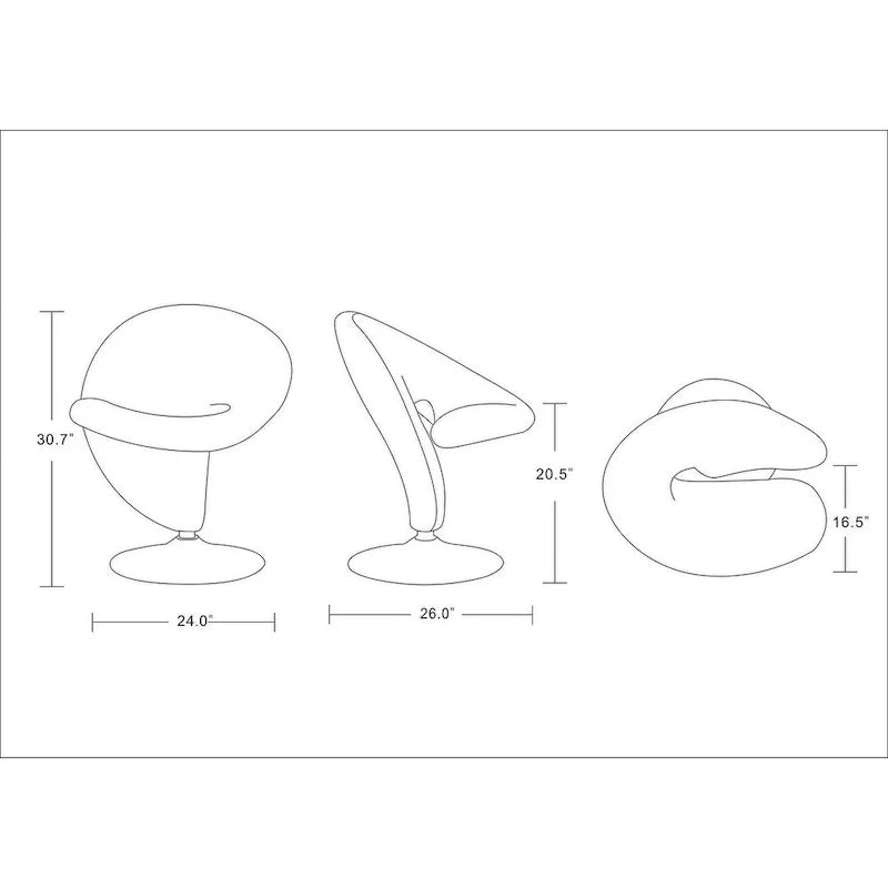 Manhattan Comfort Curl-draaifauteuil met chroom en wolmix (set van 2)