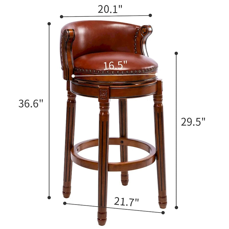 Tabourets de bar en cuir de vache et bois