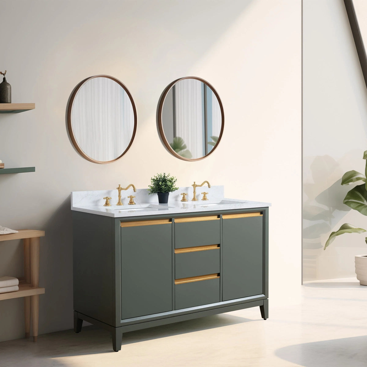 Meuble-lavabo de salle de bain Vanity Art avec lavabo en céramique et comptoir en marbre reconstitué