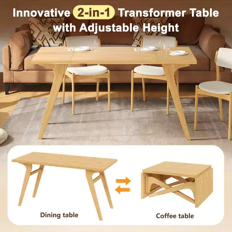Tavolino da salotto 2 in 1, tavolo da pranzo allungabile, altezza regolabile, per casa e ufficio, salvaspazio - ModernLuxe