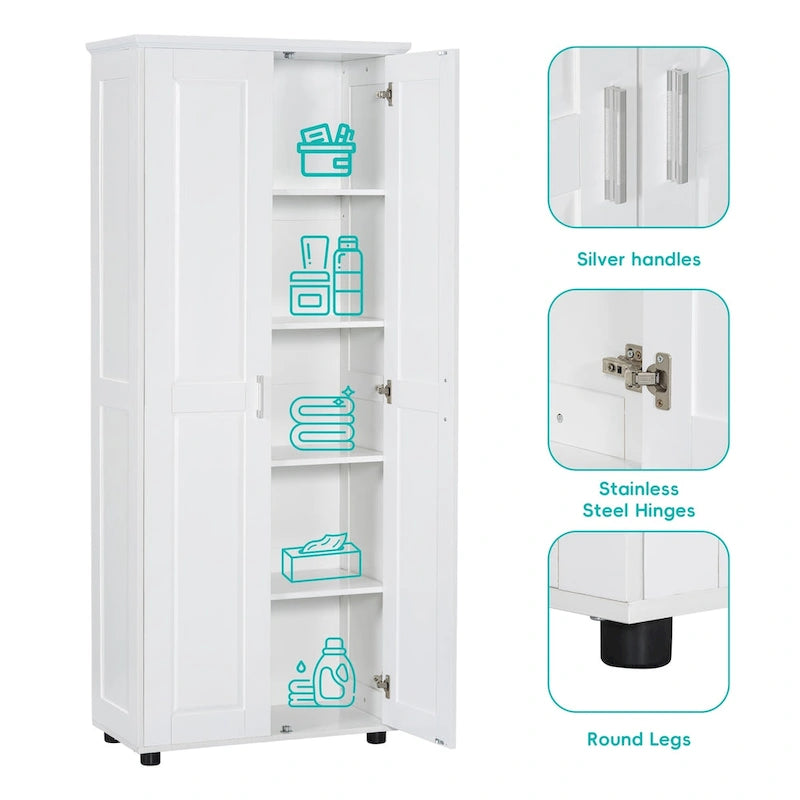 Mobiletto da bagno con due ante, ripiano regolabile, pannello in MDF