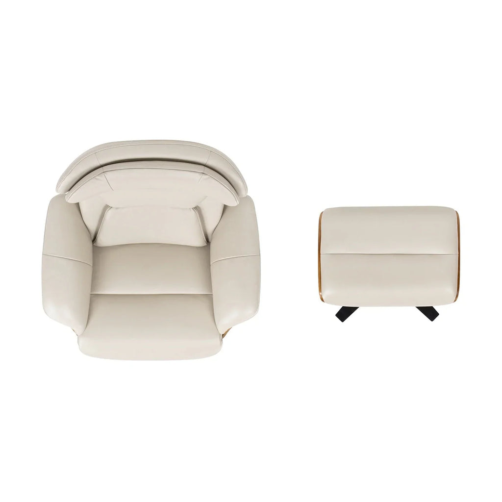 Fauteuil inclinable Jovan de 31.5 en cuir véritable avec ottoman