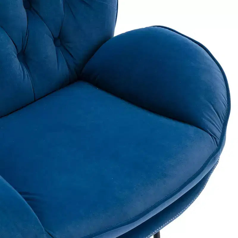 Okak Samt-Sessel mit Hocker, moderner Sessel ohne Armlehnen im Mid-Century-Stil, bequemer, weicher Sessel zum Fernsehen und Spielen