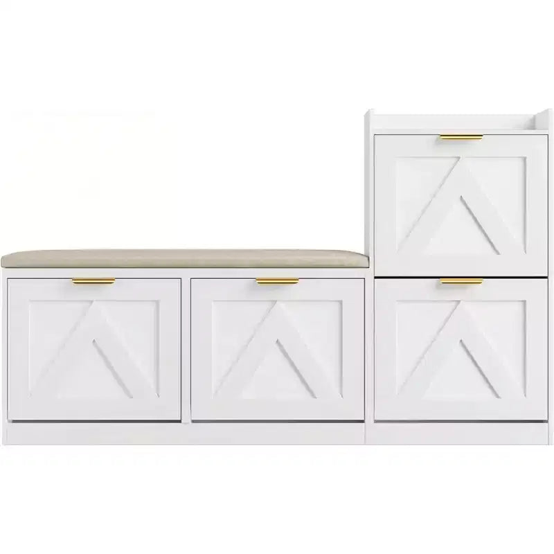 Meuble à chaussures avec banc et 4 tiroirs basculants - Rangement étroit pour entrée, pour 35-40 paires