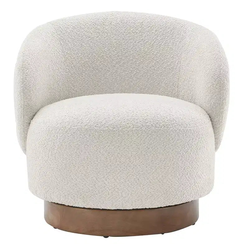 Spruce&Spring gestoffeerde draaibare fauteuil met kuipvormige rugleuning en houten onderstel