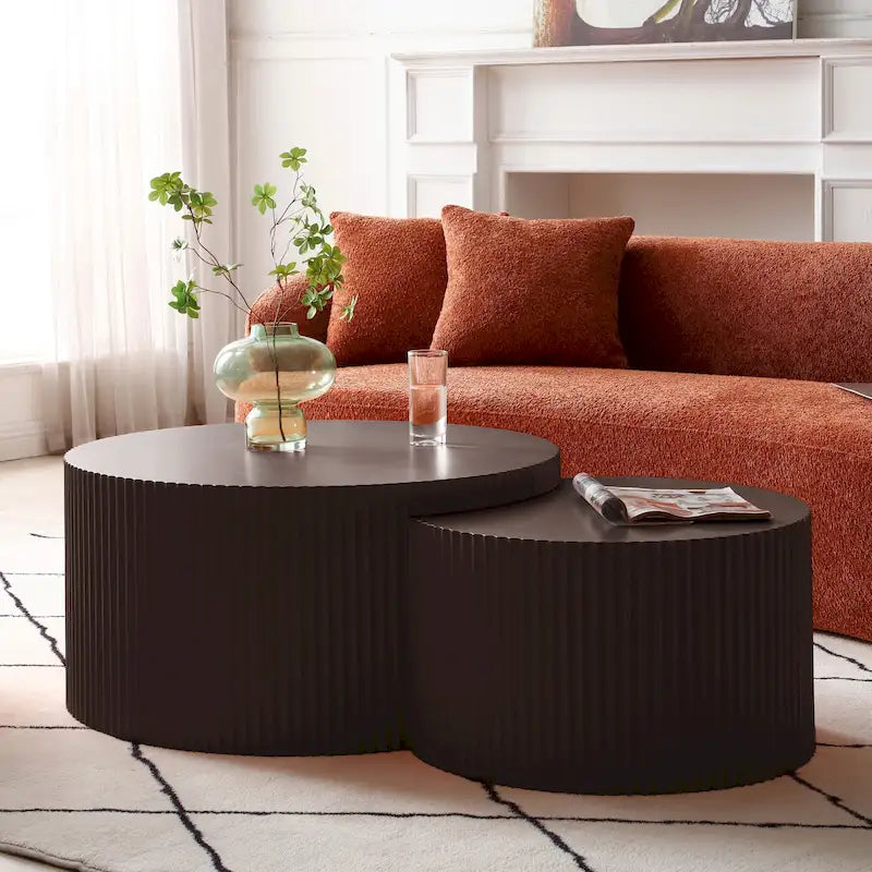 Set di tavolini rotondi da salotto impilabili, stile glam moderno (set da 2), non assemblato