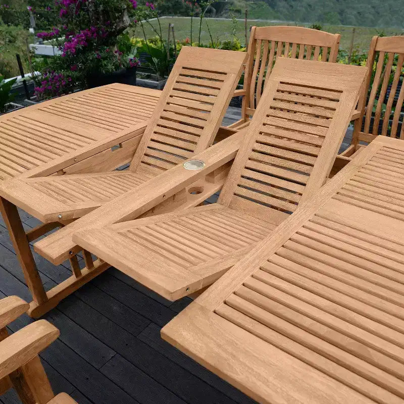 Set da pranzo da esterno in teak Sonoma Lane Merkel, 7 pezzi, con cuscini