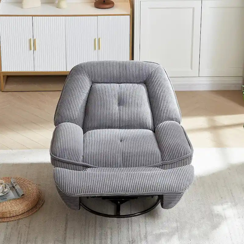 Drehsessel mit Cordbezug, Schaukelfunktion und Fußstütze fürs Wohnzimmer
