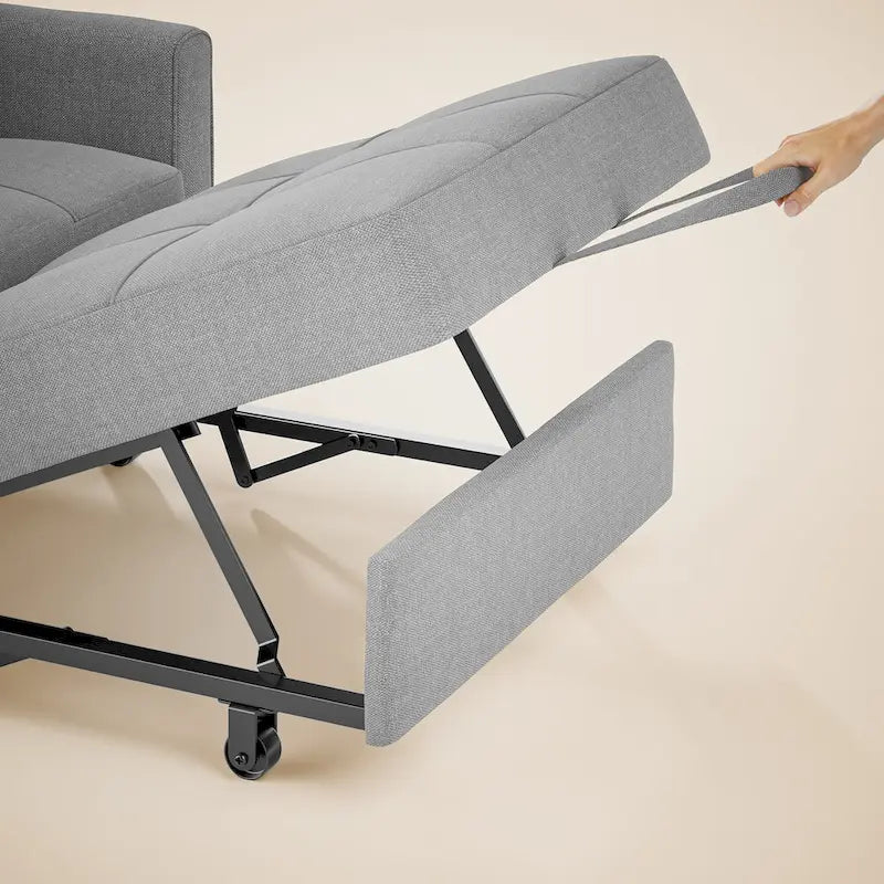 Fauteuil convertible 3-en-1 avec lit escamotable, canapé lounge rembourré convertible, réglable et pliable