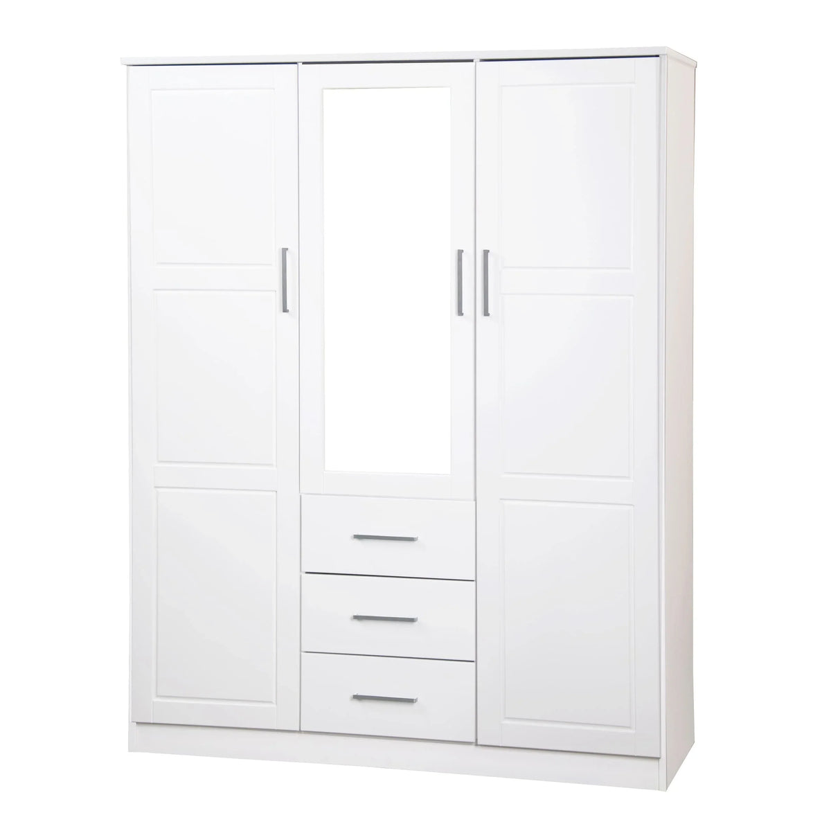 Palace Imports Cosmo Kleiderschrank mit 3 Türen aus 100 % Massivholz und Türen aus Massivholz oder mit Spiegel